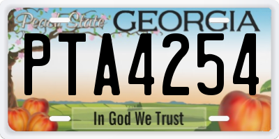GA license plate PTA4254