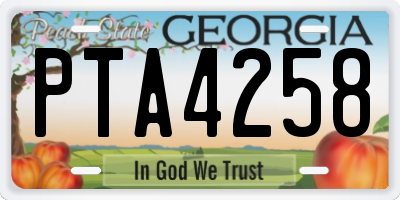 GA license plate PTA4258