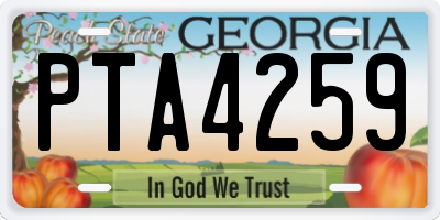 GA license plate PTA4259