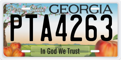 GA license plate PTA4263