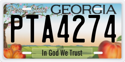 GA license plate PTA4274