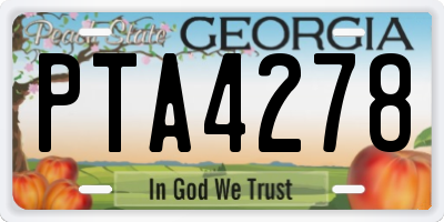 GA license plate PTA4278