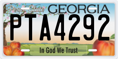 GA license plate PTA4292