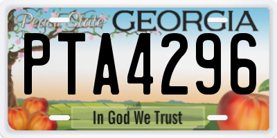 GA license plate PTA4296