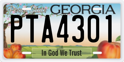 GA license plate PTA4301