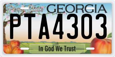 GA license plate PTA4303
