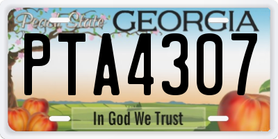 GA license plate PTA4307