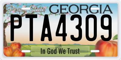 GA license plate PTA4309