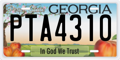 GA license plate PTA4310