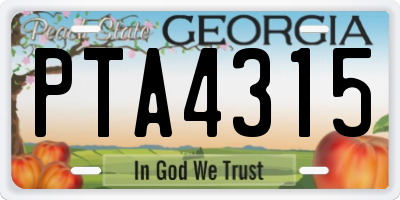 GA license plate PTA4315