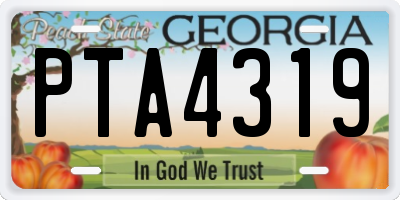 GA license plate PTA4319