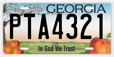 GA license plate PTA4321