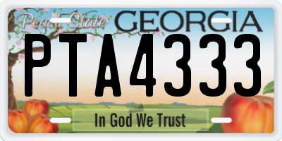 GA license plate PTA4333