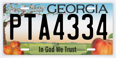 GA license plate PTA4334