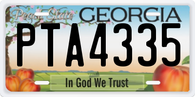 GA license plate PTA4335
