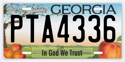 GA license plate PTA4336