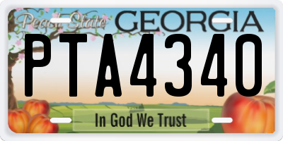 GA license plate PTA4340