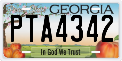 GA license plate PTA4342
