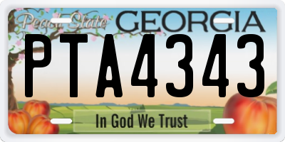 GA license plate PTA4343