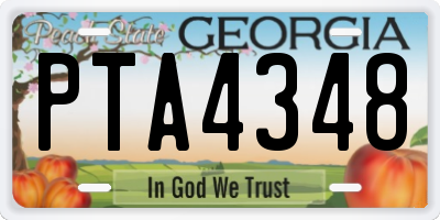 GA license plate PTA4348