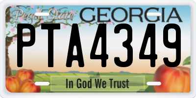 GA license plate PTA4349