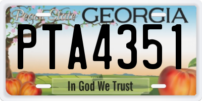 GA license plate PTA4351