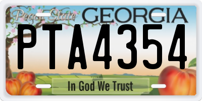 GA license plate PTA4354