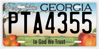 GA license plate PTA4355
