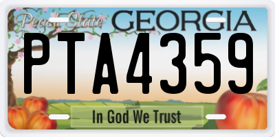 GA license plate PTA4359