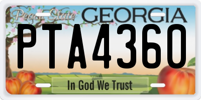 GA license plate PTA4360