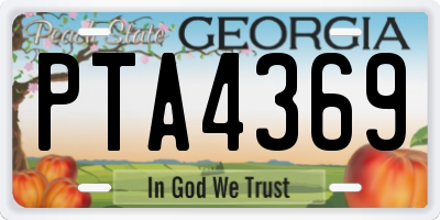 GA license plate PTA4369