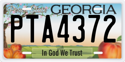 GA license plate PTA4372