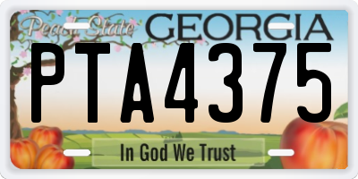 GA license plate PTA4375