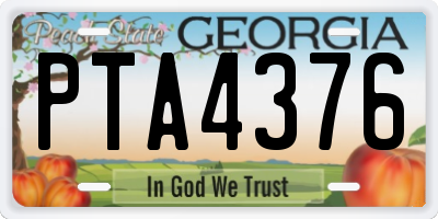 GA license plate PTA4376