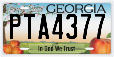 GA license plate PTA4377