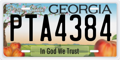 GA license plate PTA4384