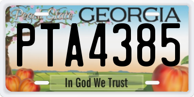GA license plate PTA4385