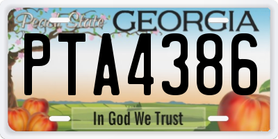 GA license plate PTA4386