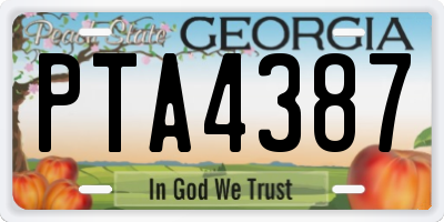 GA license plate PTA4387