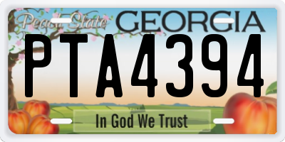 GA license plate PTA4394