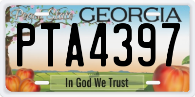 GA license plate PTA4397