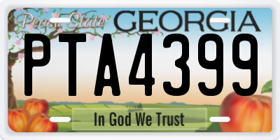 GA license plate PTA4399