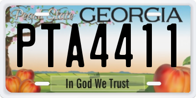 GA license plate PTA4411