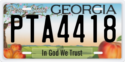 GA license plate PTA4418