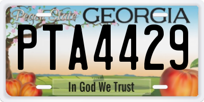 GA license plate PTA4429