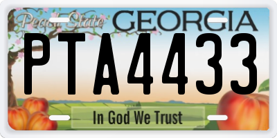 GA license plate PTA4433