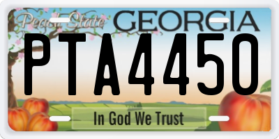 GA license plate PTA4450