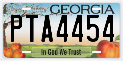 GA license plate PTA4454