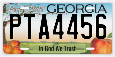 GA license plate PTA4456