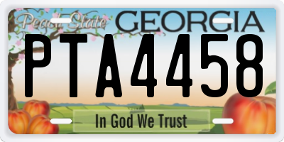 GA license plate PTA4458